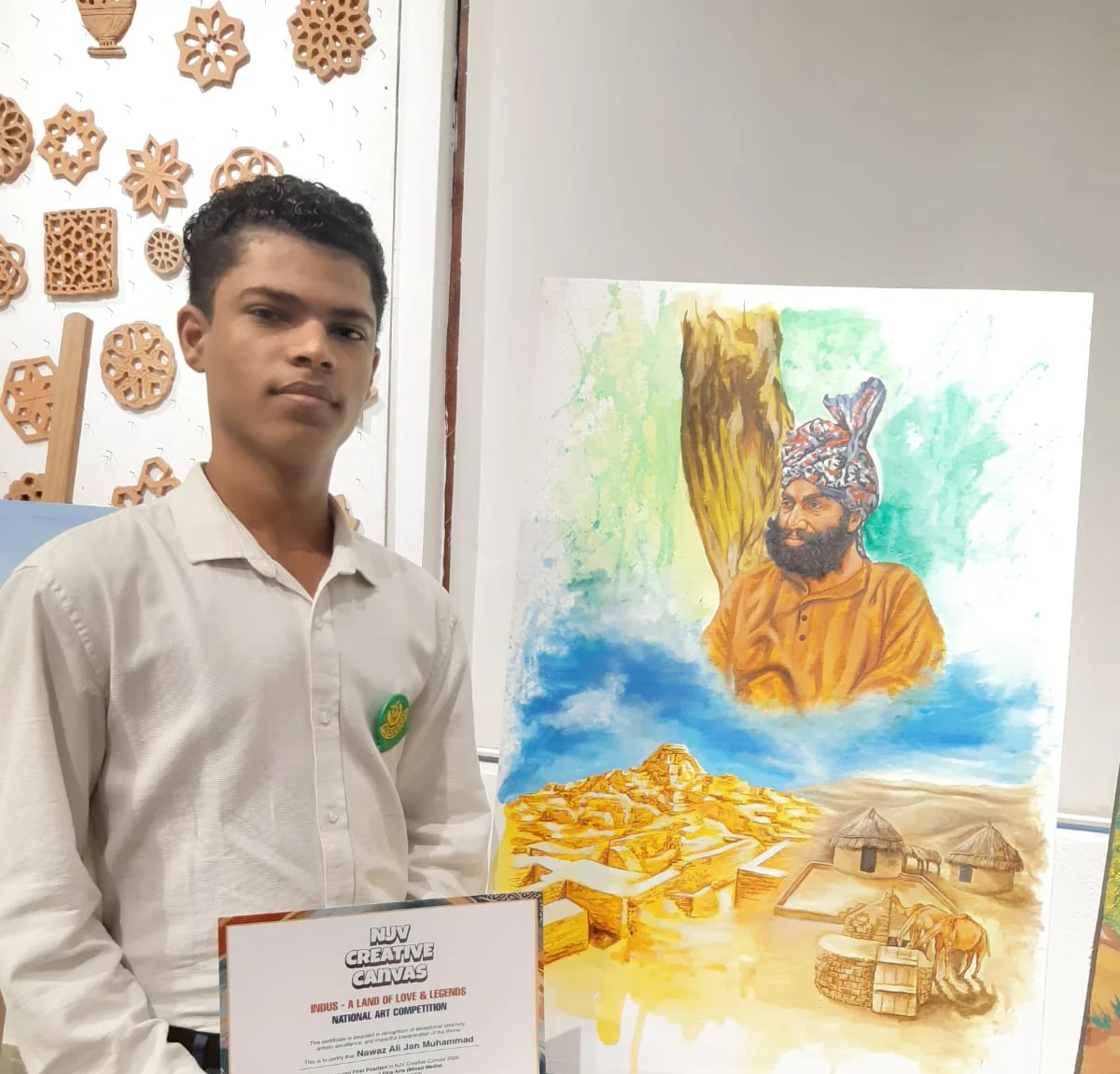 We are delighted to announce that _Nawaz Ali_ from Ghazi M Bin Qasim GBHSS secured _1st position_ in the National Art Competition, Fine Art category, organized by CEP-Art department, NJV-Govt School. He won a certificate and cash prize for his outstanding creativity. We are proud of his achievement! Regards, Yasir Arfat Principal, Ghazi M Bin Qasim GBHSS